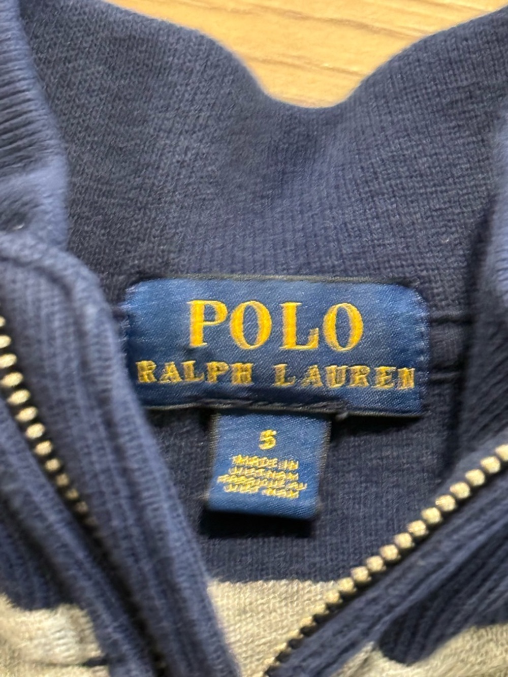 Polo Ralph Lauren Boys Quarter Zip Sweater Striped Pullover Preppy Classic Sz 5 - Picture 10 of 12